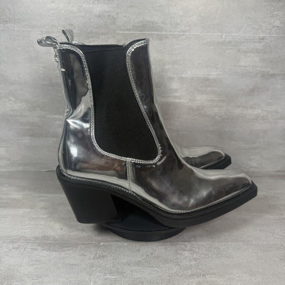 Circus by Sam Edelman Boots Womens Size 6.5 Silver Mindy 2 Chelsea Block Heel - Picture 1 of 9